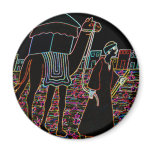 Coloured Illustration of Camel and Arab Outline magnets