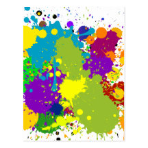 Coloured Inky Splats Postcards