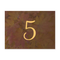 Coloured Maple Leaves Wedding Table Number