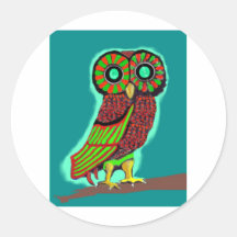 Coloured owl round stickers