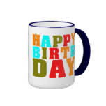 Colourful 4 colour Happy Birthday Coffee Mugs