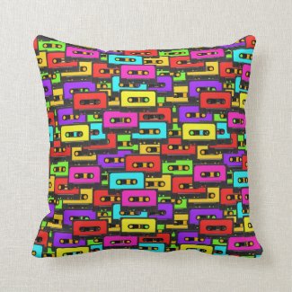 Colourful 80s analogue audio tape pattern Pillow