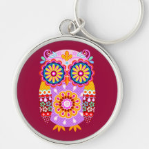 Colourful Abstract Owl keychain