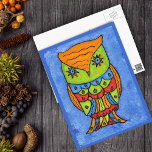 Colourful Abstract Owl Postcard