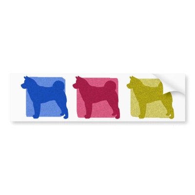 Colourful Akita Silhouettes Bumper Sticker by MenagerieMayhem