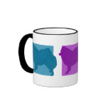 Colourful American Eskimo Dog Silhouettes mugs