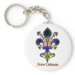 Colourful Antique New Orleans Fleur de lis keychains