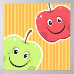 Colourful apple cartoon poster print