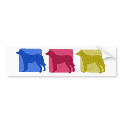 Colourful Australian Cattle Dog Silhouettes Bumper Stickers by MenagerieMayhem
