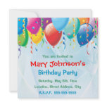 Colourful Balloons Birthday Party Invitation