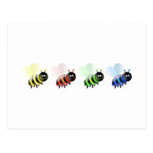 Colourful Bees Post Card