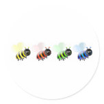 Colourful Bees Round Stickers
