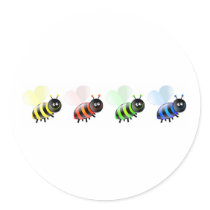 Colourful Bees Round Stickers