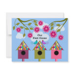 Colourful Birdhouses and Birds Housewarming Party invitations