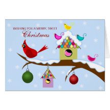 Colourful Birds Christmas Holiday Greeting Card