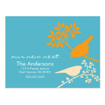 Colourful Birds Moving Announcements Postcards