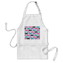 Colourful bling moustache pattern (Faux glitter) Apron