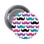 Colourful bling moustache pattern (Faux glitter) Pinback Buttons
