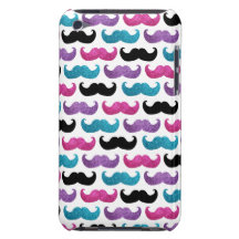 Colourful bling moustache pattern (Faux glitter) Barely There iPod Covers