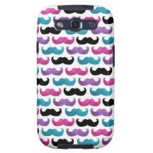 Colourful bling moustache pattern (Faux glitter) Samsung Galaxy SIII Cover