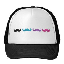 Colourful bling moustache pattern (Faux glitter) Hats