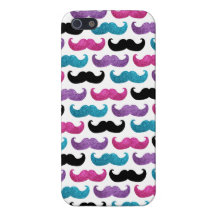 Colourful bling moustache pattern (Faux glitter) iPhone 5 Case