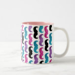 Colourful bling moustache pattern (Faux glitter) Mug
