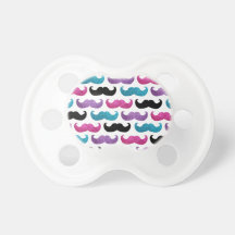Colourful bling moustache pattern (Faux glitter) Pacifiers