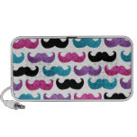 Colourful bling moustache pattern (Faux glitter) Travelling Speakers