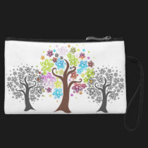 Colourful Blooming Trees Small Wristlet bagettes bags