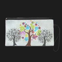 Colourful Blooming Trees Wristlet bagettes bags