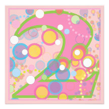 Colourful Bubbles 2nd Birthday Party Invitation