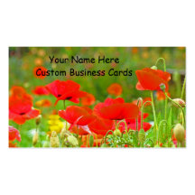 Colourful Business Cards Red Poppy Flowers