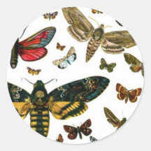 Colourful Butterflies Antiquarian Image Bookmark Round Sticker