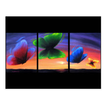 Colourful Butterfly Insects Painting - Multi Post Card