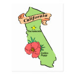 Colourful California Map Gifts and Tees Post Cards