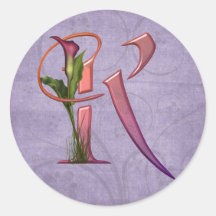 Colourful Calla Initial K Sticker
