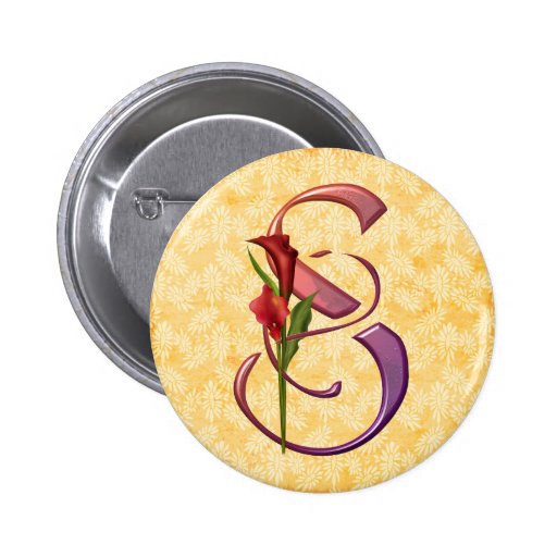 Colourful Calla Initial S Pinback Buttons
