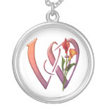 Colourful Calla Initial W Personalised Necklace