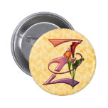 Colourful Calla Initial Z Pinback Button