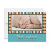 Colourful Candy Dots Birth Announcement (aqua)