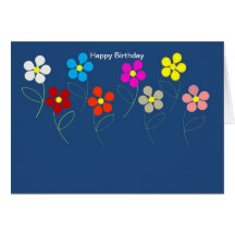 Colourful card of dancing daisies