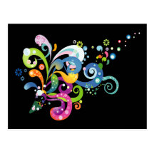 Colourful Carnival Streamers Design Postcards