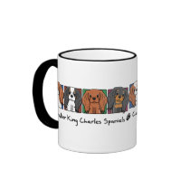 Colourful Cartoon Cavalier King Charles Spaniels Coffee Mugs