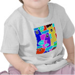 Colourful Cartoon Faces with Fat Blue Lips (m6inv) T Shirts