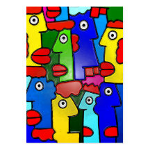 Colourful Cartoon Faces with Fat Lips (m7plast) Business Card