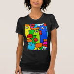 Colourful Cartoon Faces with Fat Red Lips T Shirt