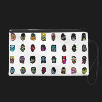 Colourful Cartoon Faces Wristlet bagettes bags