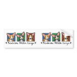 Colourful Cartoon Pembroke Welsh Corgis bumper stickers