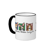Colourful Cartoon Pembroke Welsh Corgis Mugs